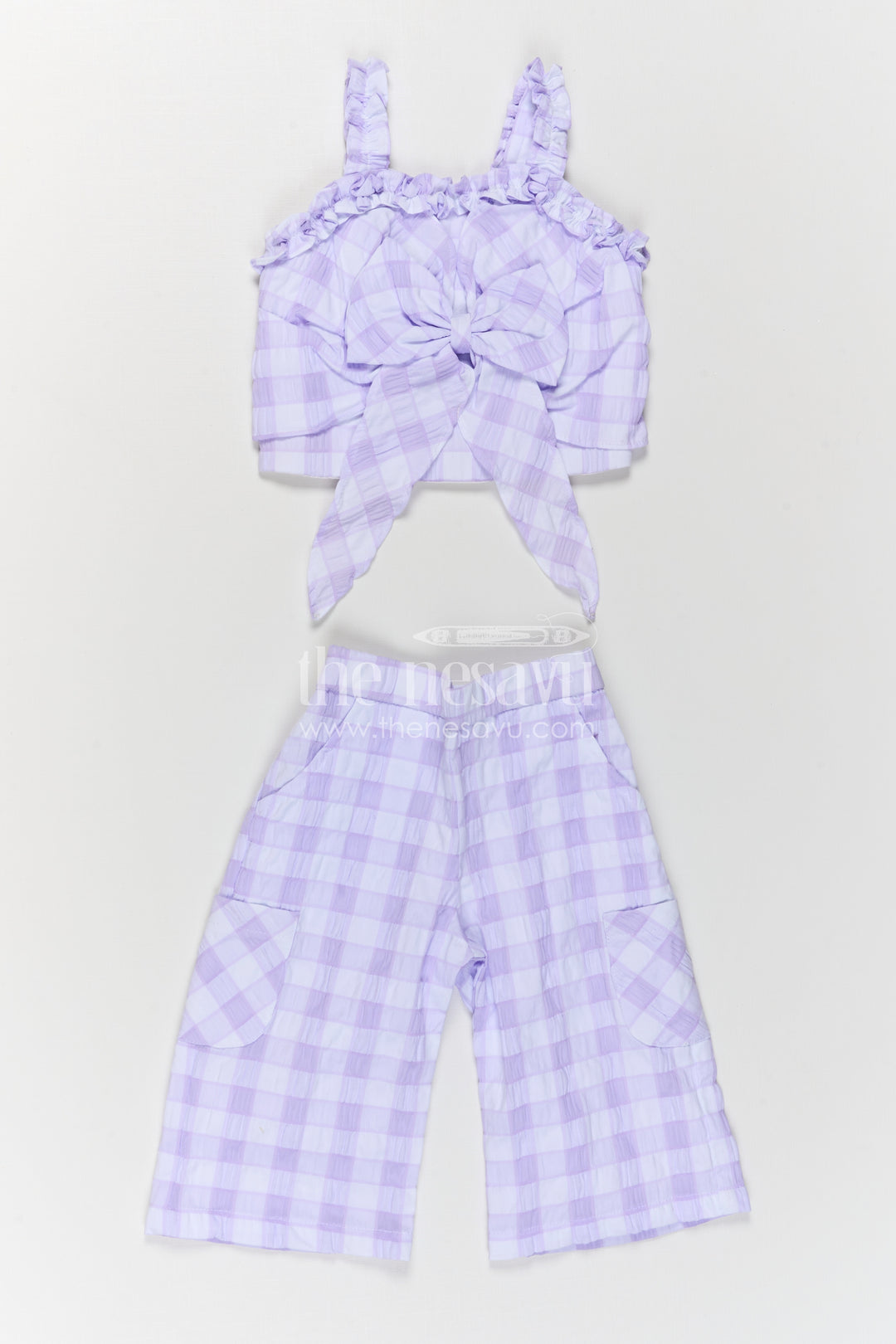 The Nesavu Girls Co-Ord Sets Girls Co Ord Set for Casual Wear and Everyday Outings Nesavu Nesavu girls co ord set for casual wear with rayon cotton stripe design breathable everyday kids outfit