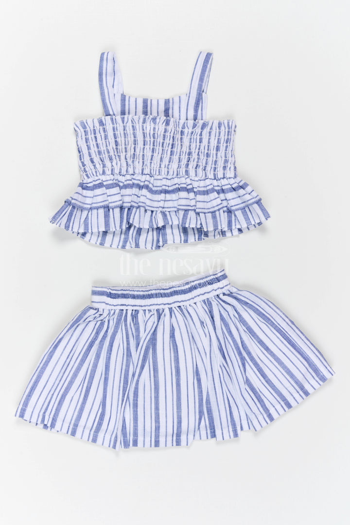 The Nesavu Girls Co-Ord Sets Girls Co Ord Set for Daily Wear and Casual Outings Nesavu Nesavu Girls Co Ord Set Cotton Striped Design For Daily Wear Sleeveless Casual Outfit