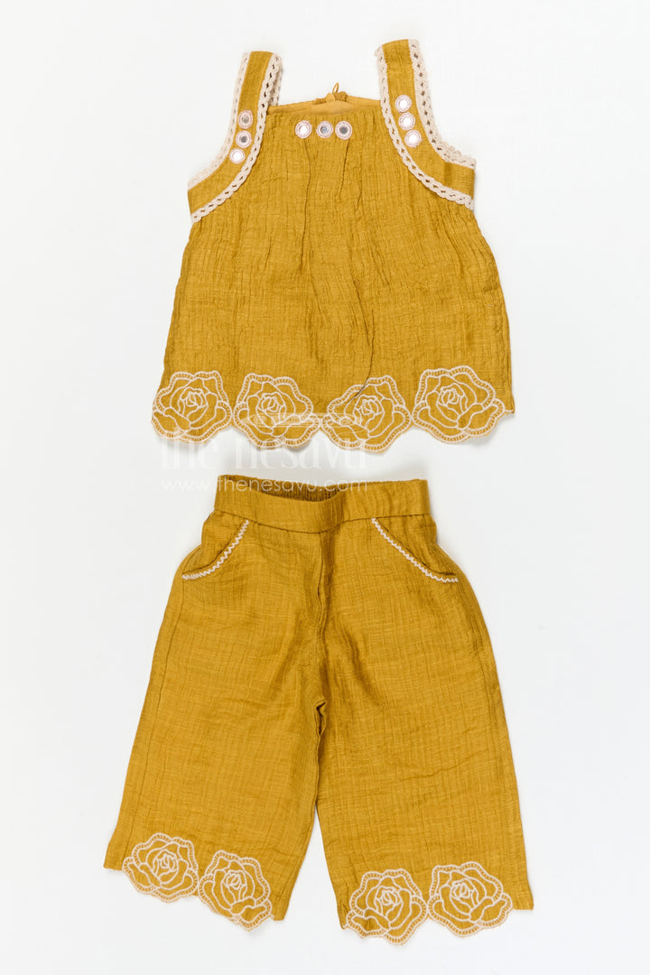 The Nesavu Girls Co-Ord Sets Girls Co Ord Set for Daily Wear and Comfortable Playtime Outfits Nesavu Nesavu girls co ord set for daily wear with rayon cotton fabric and thread embroidery comfortable kids outfit