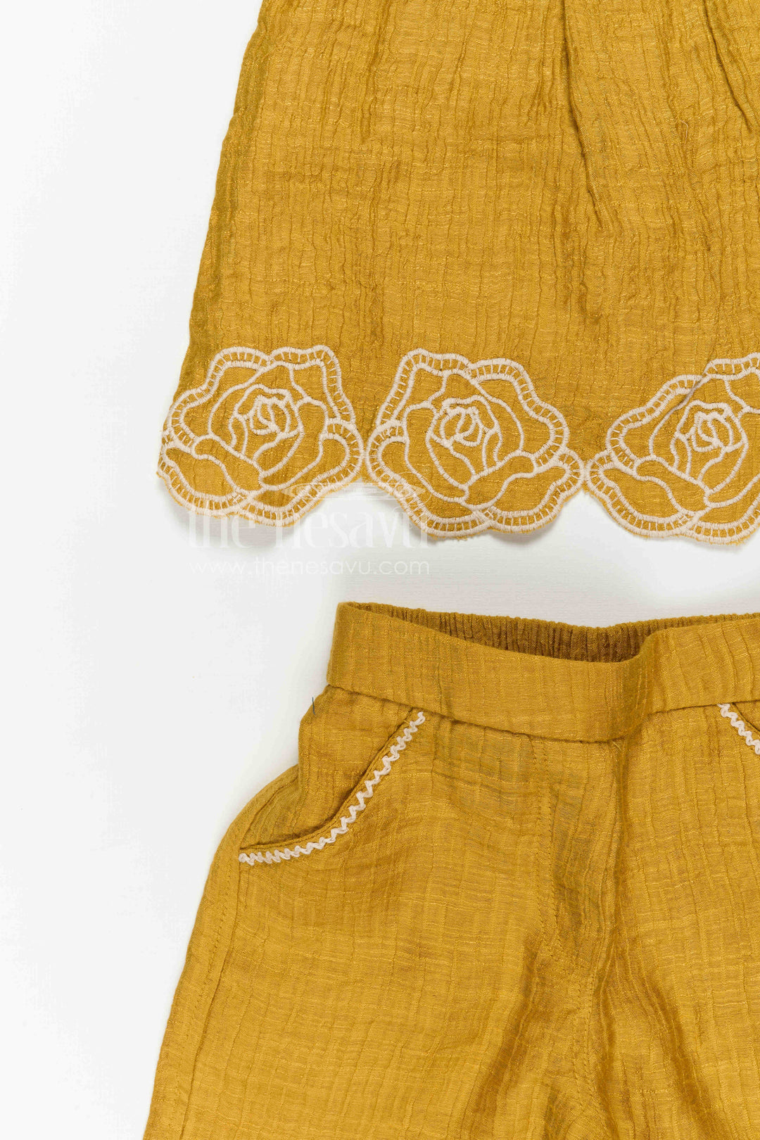 The Nesavu Girls Co-Ord Sets Girls Co Ord Set for Daily Wear and Comfortable Playtime Outfits Nesavu Nesavu girls co ord set for daily wear with rayon cotton fabric and thread embroidery comfortable kids outfit