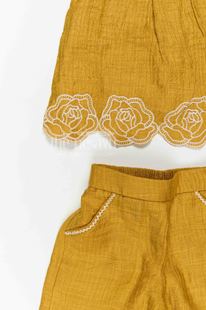 The Nesavu Girls Co-Ord Sets Girls Co Ord Set for Daily Wear and Comfortable Playtime Outfits Nesavu Nesavu girls co ord set for daily wear with rayon cotton fabric and thread embroidery comfortable kids outfit