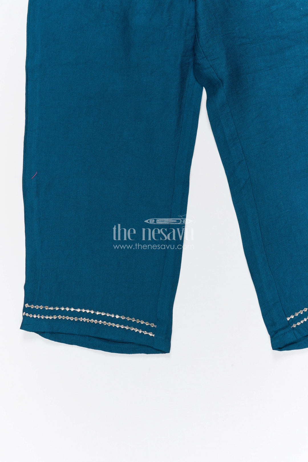 The Nesavu Girls Co-Ord Sets Girls Co Ord Set for Festive Occasions and Family Outings Nesavu Nesavu girls cotton co ord set with thread embroidery for festive wear