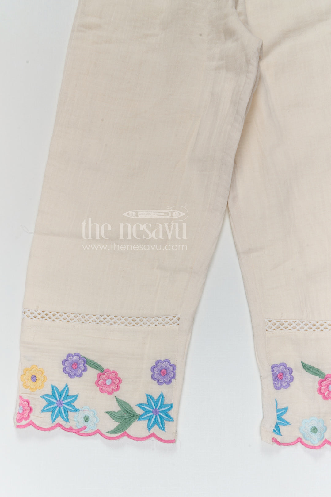 The Nesavu Girls Co-Ord Sets Girls Co Ord Set for Summer Outings and Casual Wear Nesavu Nesavu girls cotton co ord set with thread embroidery for summer outings and casual wear
