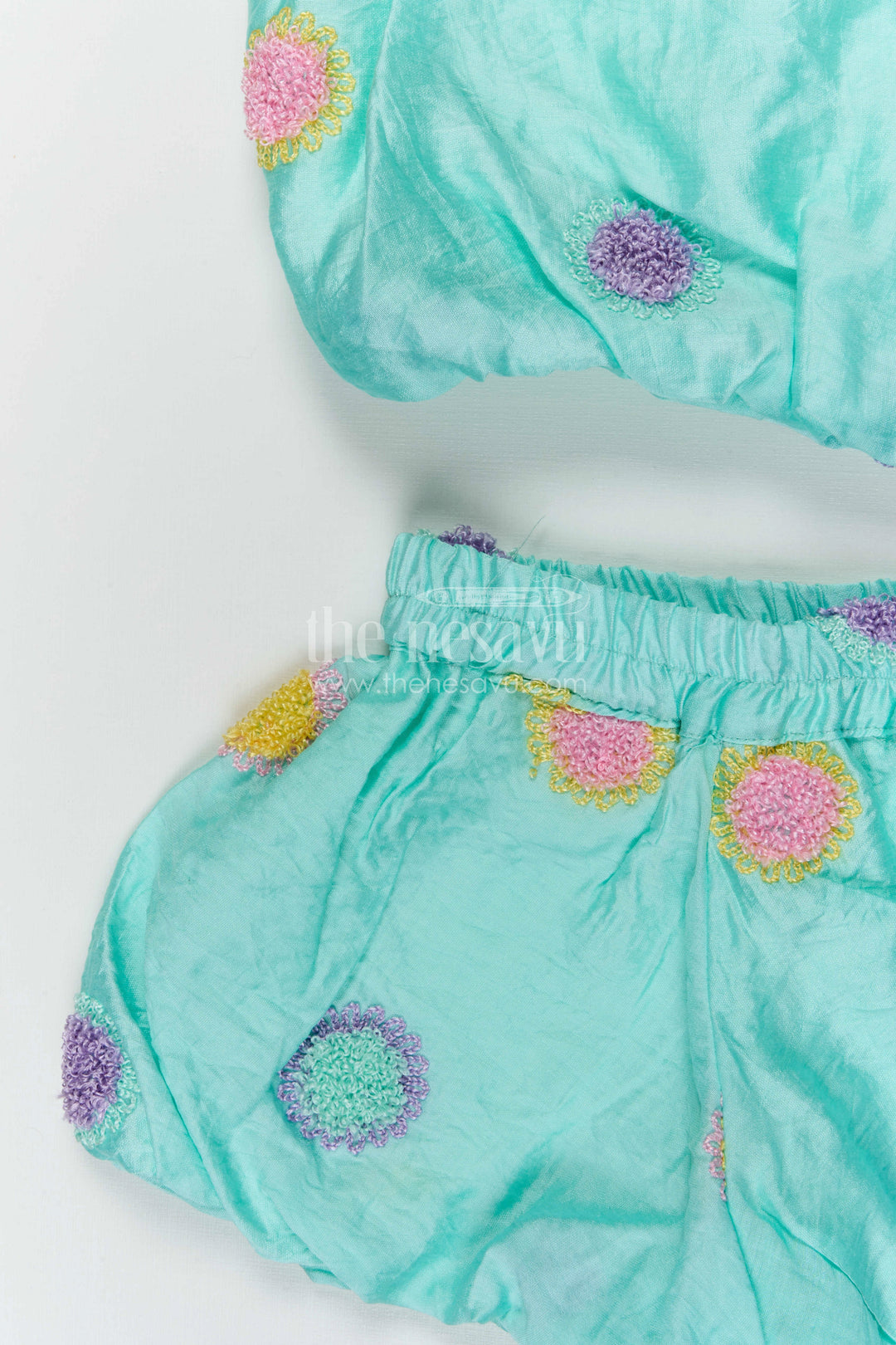 The Nesavu Girls Co-Ord Sets Girls Co Ord Set for Summer Outings and Playful Day Events Nesavu Nesavu girls cotton blend embroidered co ord set for summer outings and casual wear