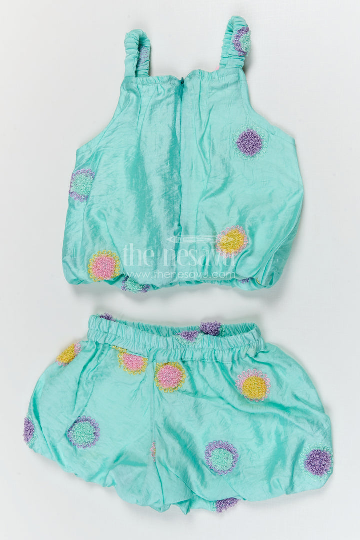 The Nesavu Girls Co-Ord Sets Girls Co Ord Set for Summer Outings and Playful Day Events Nesavu Nesavu girls cotton blend embroidered co ord set for summer outings and casual wear
