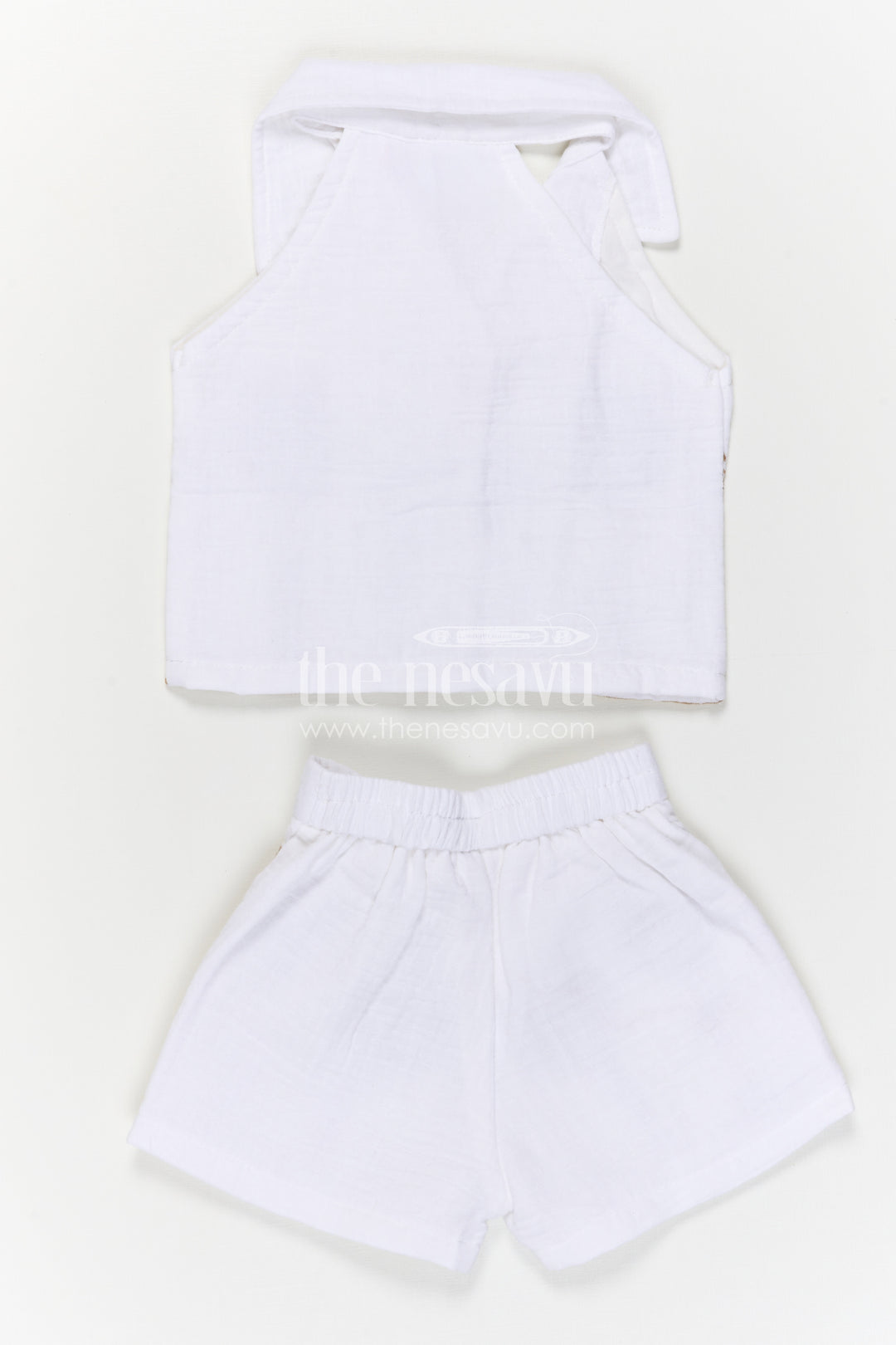 The Nesavu Girls Co-Ord Sets Girls Co Ord Set for Summer Outings and Vacation Wear Nesavu Nesavu Girls Co Ord Set For Summer Outings And Vacations With Muslin Cotton And Palm Embroidery Design