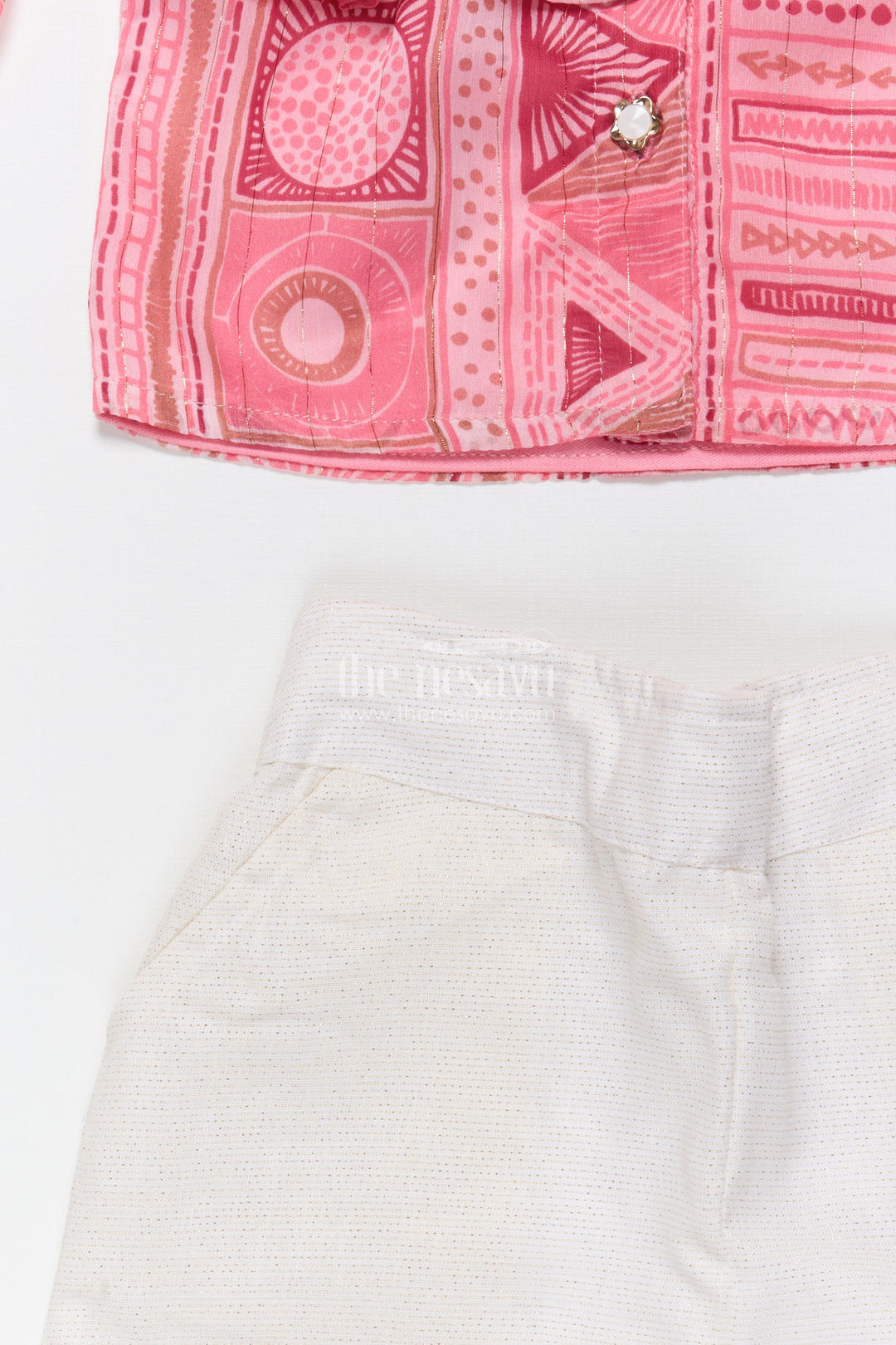 The Nesavu Girls Co-Ord Sets Girls Co-Ord Top and Pant Set for Birthdays and Day Outings Nesavu Nesavu girls georgette co-ord set digital print frill sleeves birthdays parties