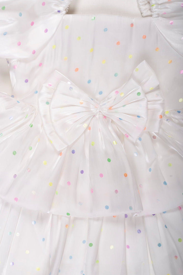 The Nesavu Girls Fancy Party Frock Girls Confetti Sparkle Party Dress - Whimsical Charm for Special Occasions Nesavu Rainbow Dot Girls Party Dress | Sheer Delight for Celebrations | The Nesavu