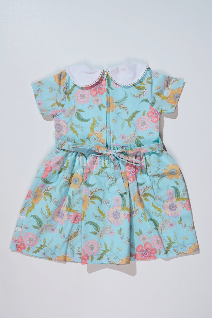 The Nesavu Girls Cotton Frock Girls Cotton Blend Casual Dresses with Floral Prints and Peter Pan Collar for Everyday Comfort Nesavu Girls Cotton Blend Casual Dress Floral Prints Peter Pan Collar Everyday Wear | The Nesavu