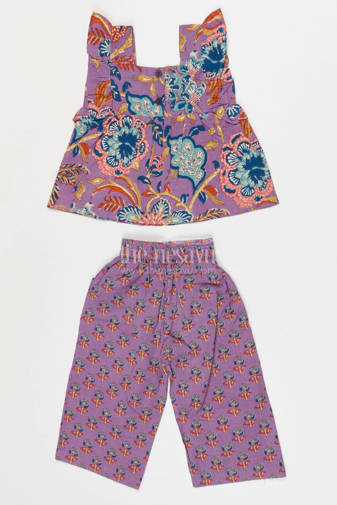 The Nesavu Girls Co-Ord Sets Girls Cotton Co Ord Set for Casual Outings and Summer Dress Wear Nesavu Nesavu Girls Cotton Co Ord Set With Digital Print For Summer Casual Outings And Everyday Wear