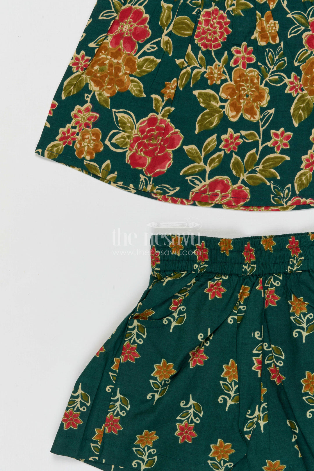 The Nesavu Girls Co-Ord Sets Girls Cotton Co Ord Set for Casual Outings Nesavu Nesavu Girls Cotton Co Ord Set With Digital Print For Casual Outings Festive Wear And Summer Comfort