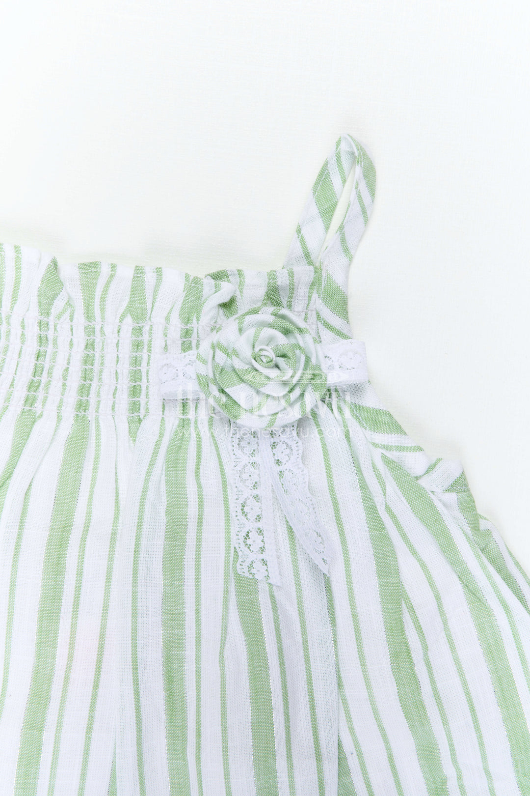 The Nesavu Girls Co-Ord Sets Girls Cotton Co Ord Set for Casual Wear and Summer Comfort Nesavu Nesavu Girls Green Cotton Co Ord Set With Striped Design For Casual Wear And Breathable Summer Comfort