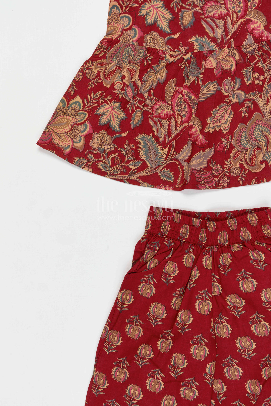 The Nesavu Girls Co-Ord Sets Girls Cotton Co Ord Set for Festive Casual and Outings Nesavu Nesavu Girls Cotton Co Ord Set With Digital Print For Festive Casual Outings And Celebrations