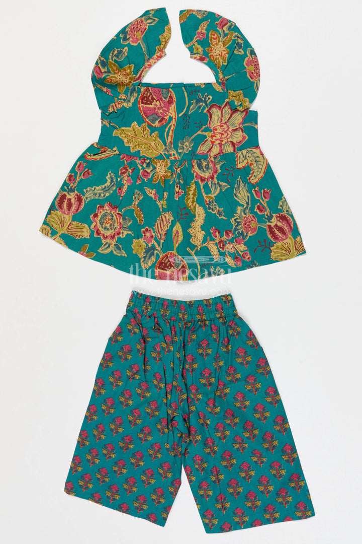 The Nesavu Girls Co-Ord Sets Girls Cotton Co Ord Set for Summer Nesavu 16 (1Y) / Green / Cotton GCS002A-16 Nesavu Girls Cotton Co Ord Set With Digital Print For Summer Outings And Everyday Casual Wear