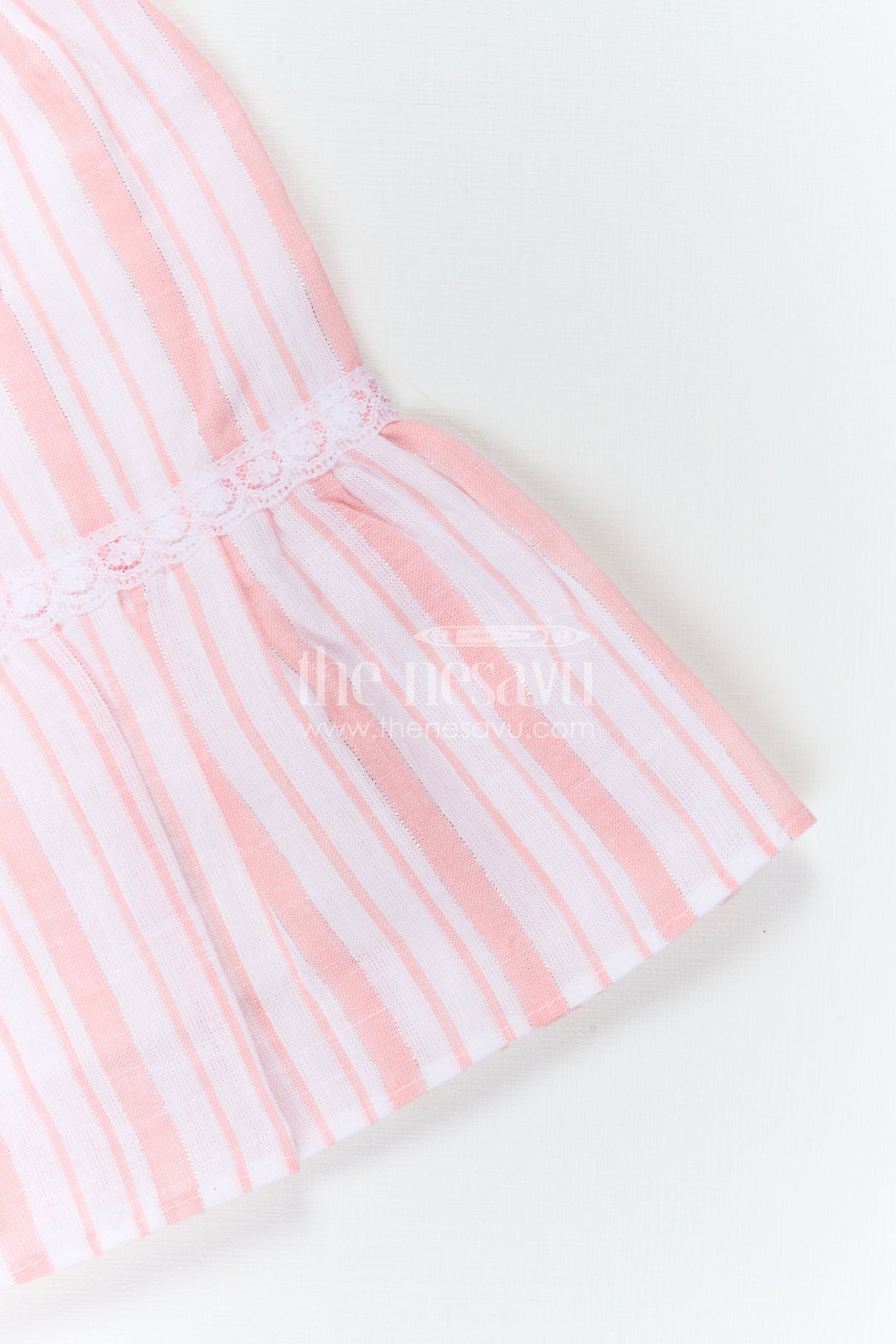 The Nesavu Girls Co-Ord Sets Girls Cotton Co Ord Set for Summer Outings and Casual Type Wears Nesavu Nesavu Girls Cotton Co Ord Set With Striped Design In Pink For Summer Outings And Casual Wear