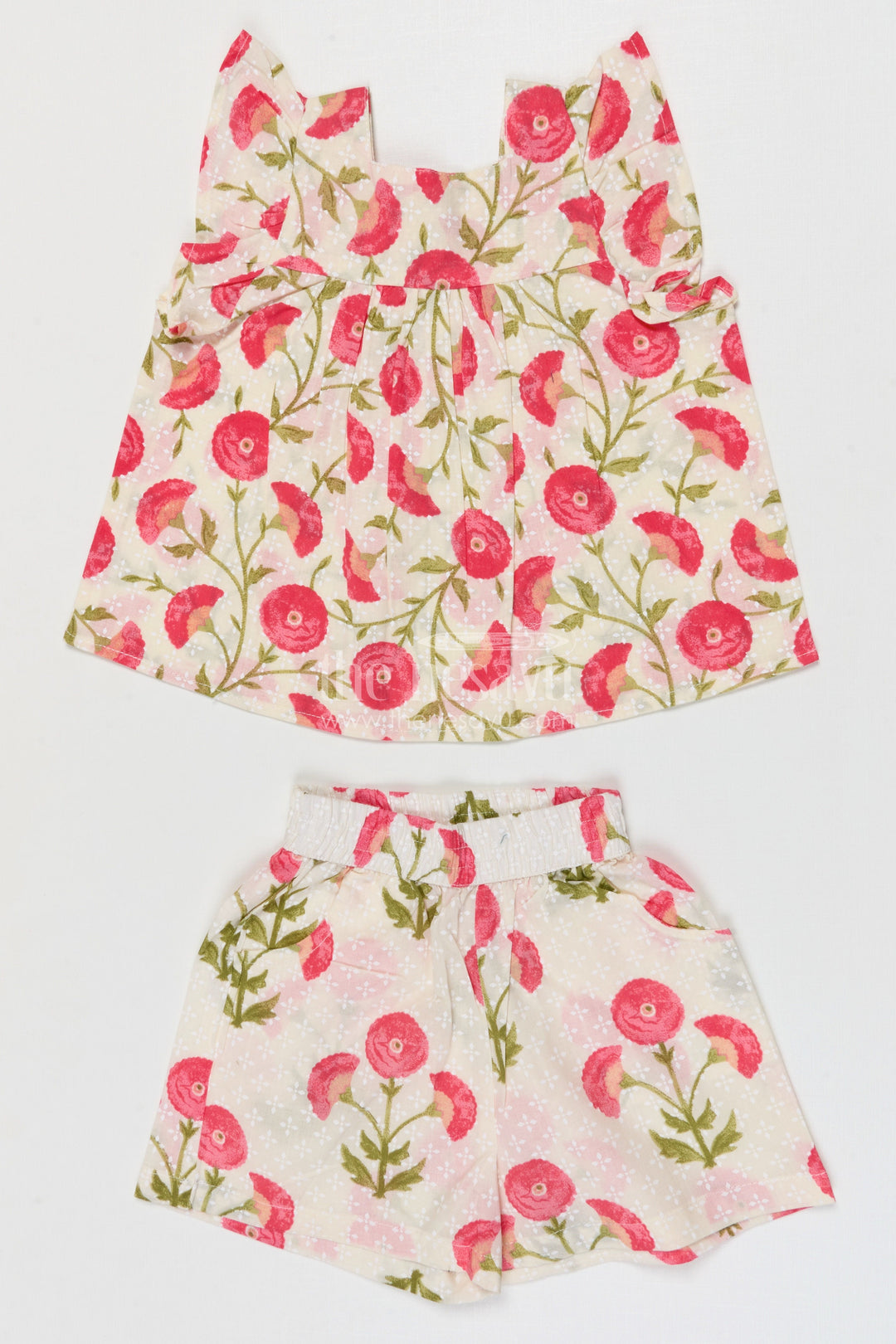 The Nesavu Girls Co-Ord Sets Girls Cotton Co Ord Set for Summer Play and Outings Nesavu 16 (1Y) / Pink / Cotton GCS012B-16 Nesavu Girls Cotton Co Ord Set With Digital Print For Summer Play Outings And Casual Wear