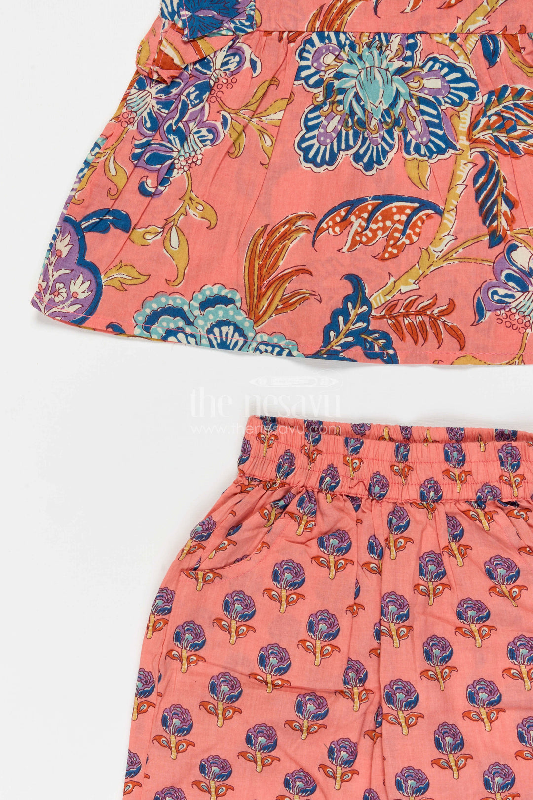 The Nesavu Girls Co-Ord Sets Girls Cotton Co Ord Set for Travel and Playdates Nesavu Nesavu Girls Printed Cotton Co Ord Set With Digital Print For Travel Playdates And Casual Outings
