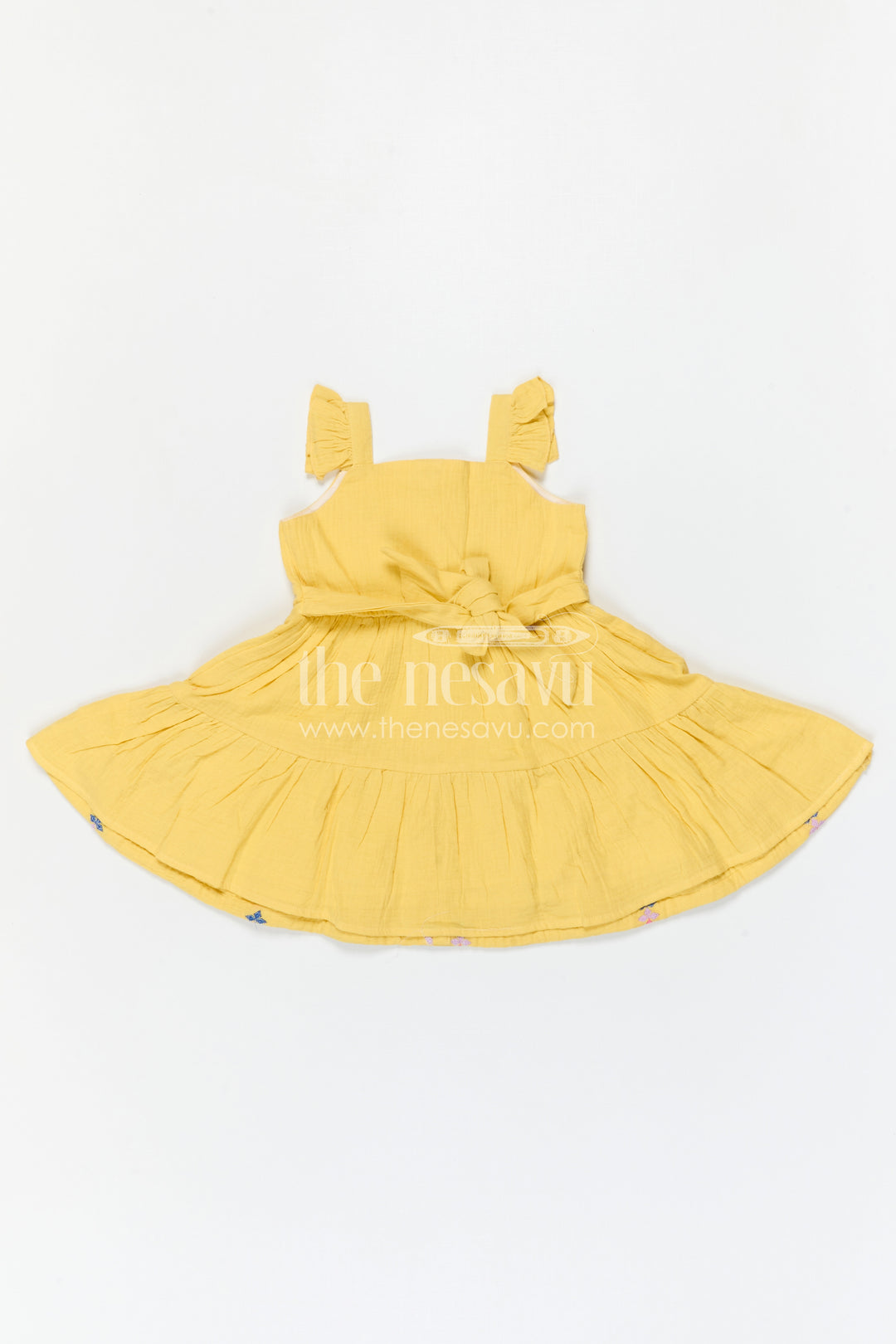 The Nesavu Girls Cotton Frock Girls Cotton Dress for Celebrations and Special Day Outings Nesavu Nesavu Girls Cotton Dress For Celebrations With Muslin Fabric And Embroidered Details For Festive Comfort