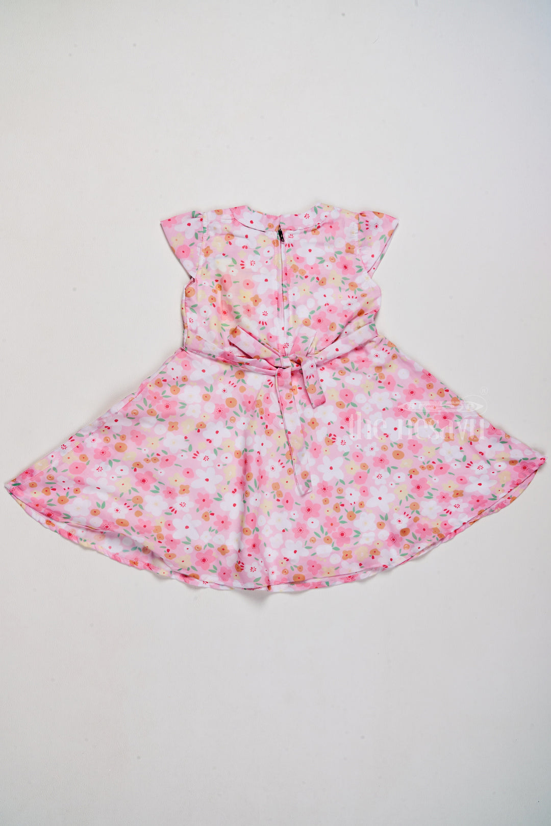 The Nesavu Girls Cotton Frock Girls Cotton Dress with Soft Floral Print and Adorable Bow Nesavu Girls Floral Cotton Dress Bow Accent Comfort Style
