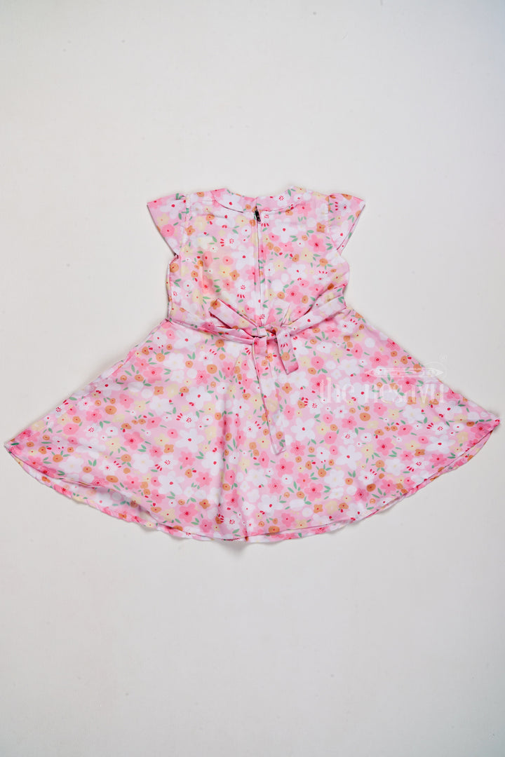 The Nesavu Girls Cotton Frock Girls Cotton Dress with Soft Floral Print and Adorable Bow Nesavu Girls Floral Cotton Dress Bow Accent Comfort Style
