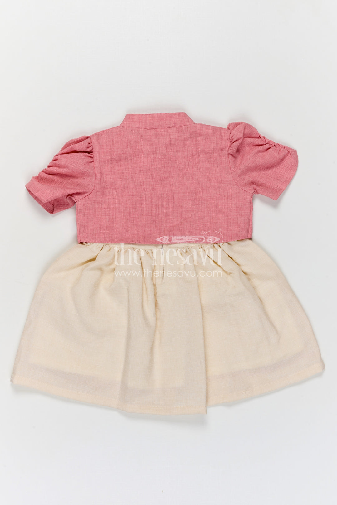 The Nesavu Girls Cotton Frock Girls Cotton Embroidered Frock for Casual Outings and Summer Wear Nesavu Nesavu girls cotton embroidered frock in peach for summer casual wear