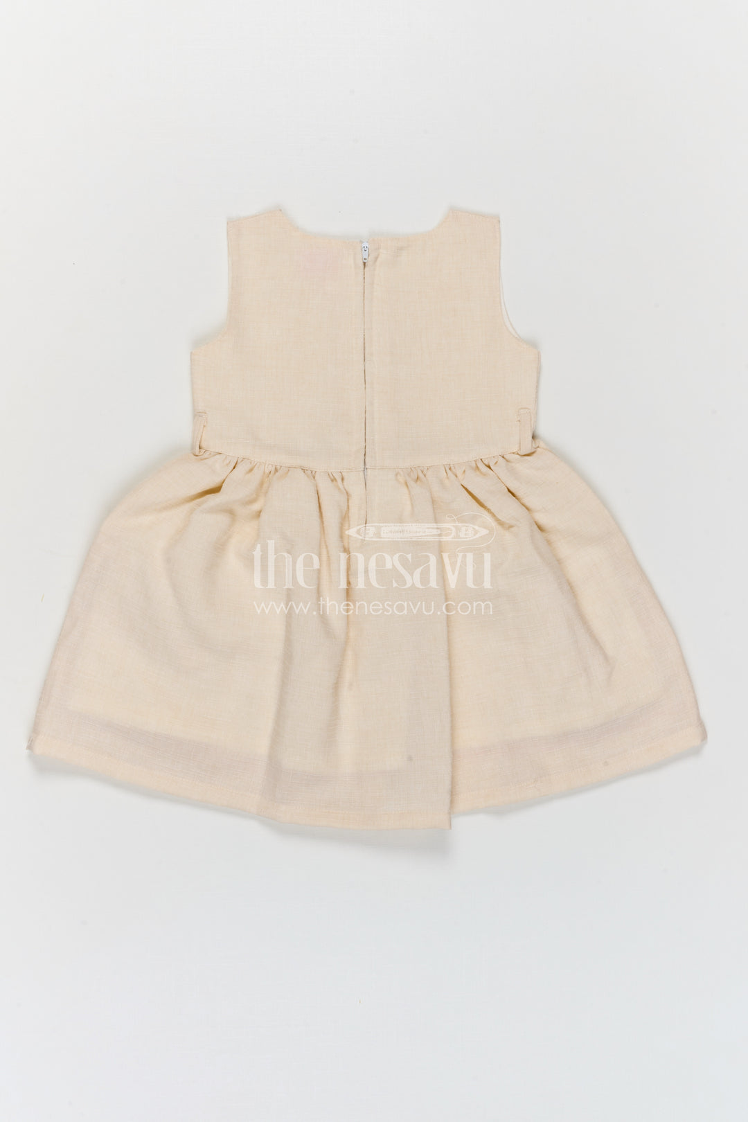 The Nesavu Girls Cotton Frock Girls Cotton Embroidered Frock for Casual Outings and Summer Wear Nesavu Nesavu girls cotton embroidered frock in peach for summer casual wear