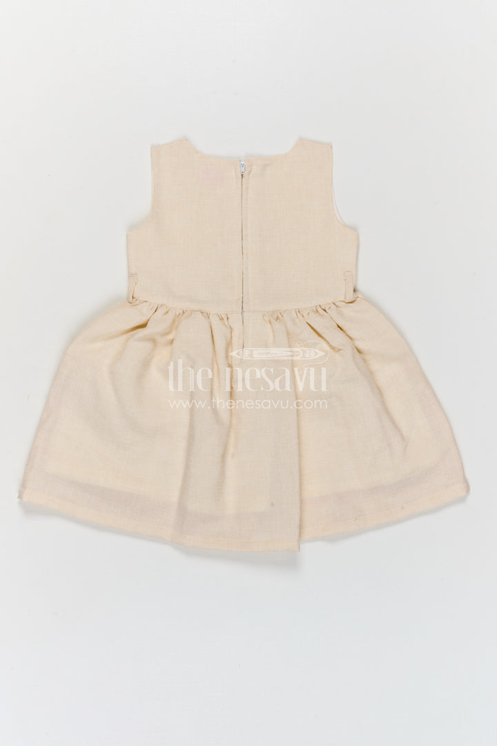 The Nesavu Girls Cotton Frock Girls Cotton Embroidered Frock for Casual Outings and Summer Wear Nesavu Nesavu girls cotton embroidered frock in peach for summer casual wear