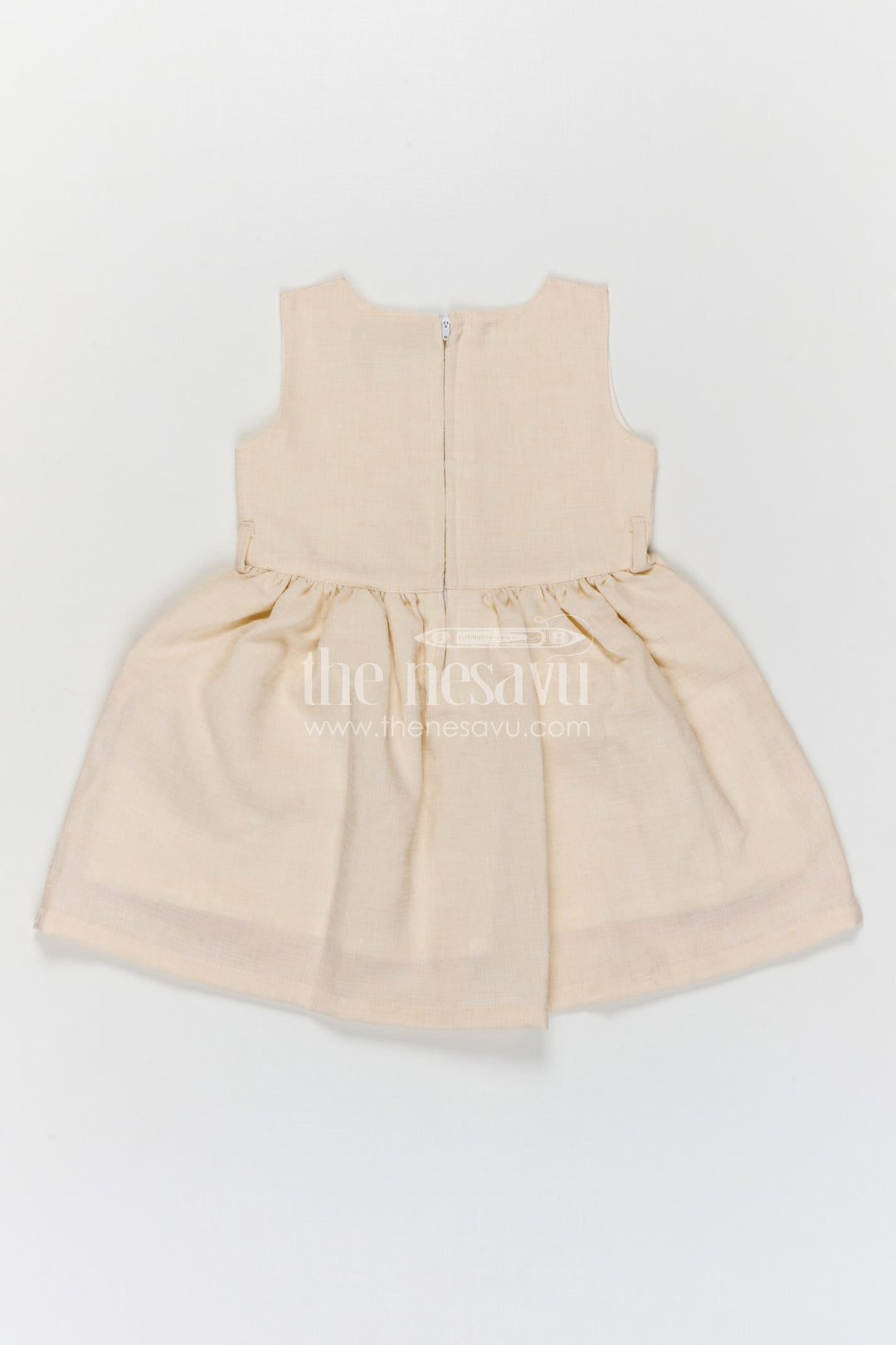 The Nesavu Girls Cotton Frock Girls Cotton Embroidered Frock for Casual Outings and Summer Wear Nesavu Nesavu girls cotton embroidered frock in peach for summer casual wear