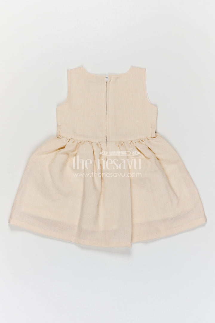 The Nesavu Girls Cotton Frock Girls Cotton Embroidered Frock for Casual Outings and Summer Wear Nesavu Nesavu girls cotton embroidered frock in peach for summer casual wear