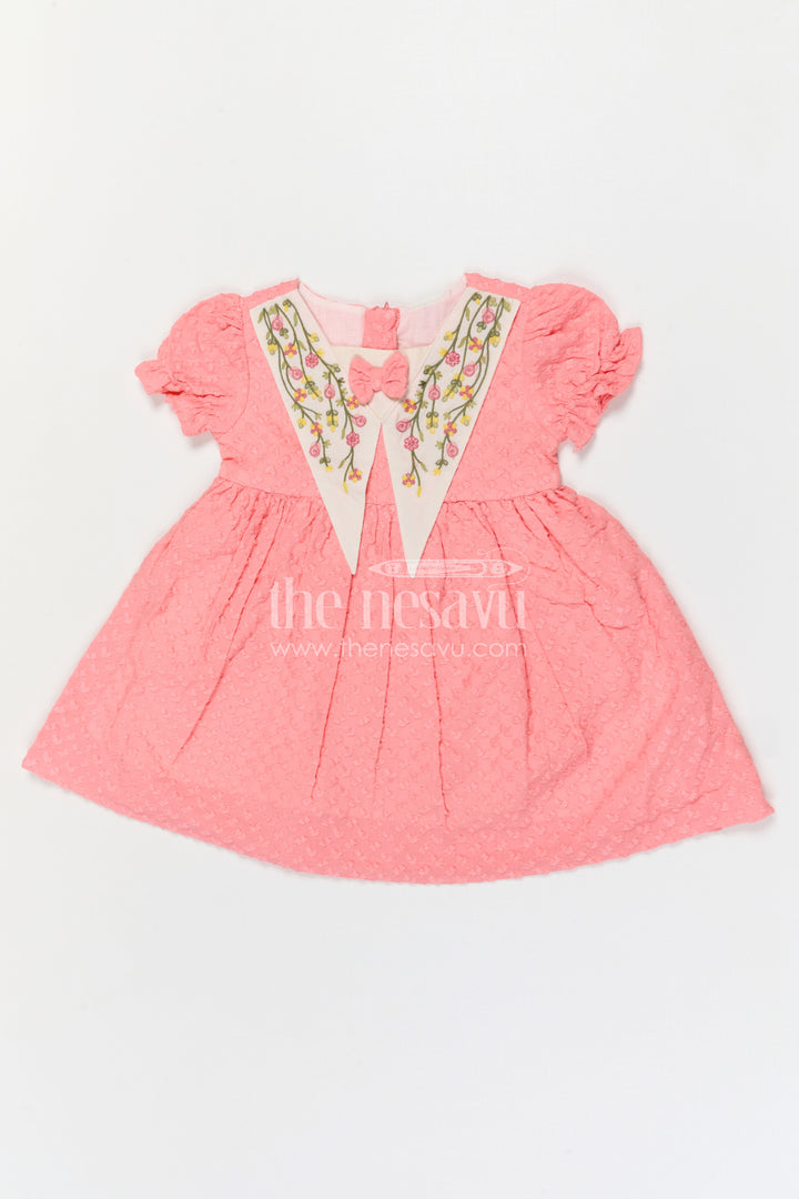 The Nesavu Girls Cotton Frock Girls Cotton Embroidered Frock for Festive Outings and Joyful Celebrations Nesavu Nesavu Girls Cotton Embroidered Frock With Decorative Yoke For Festive Celebrations