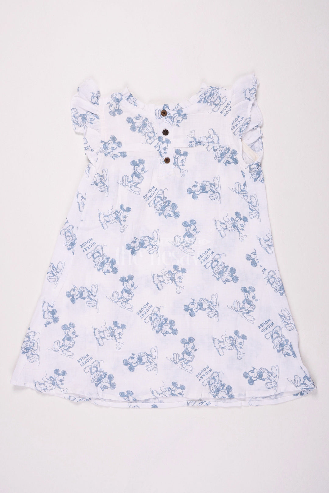 The Nesavu Girls Cotton Frock Girls Cotton Frock Design with Mickey Mouse Print in Soft Muslin Fabric Nesavu Nesavu Girls Cotton Frock Mickey Mouse Print Muslin Fabric