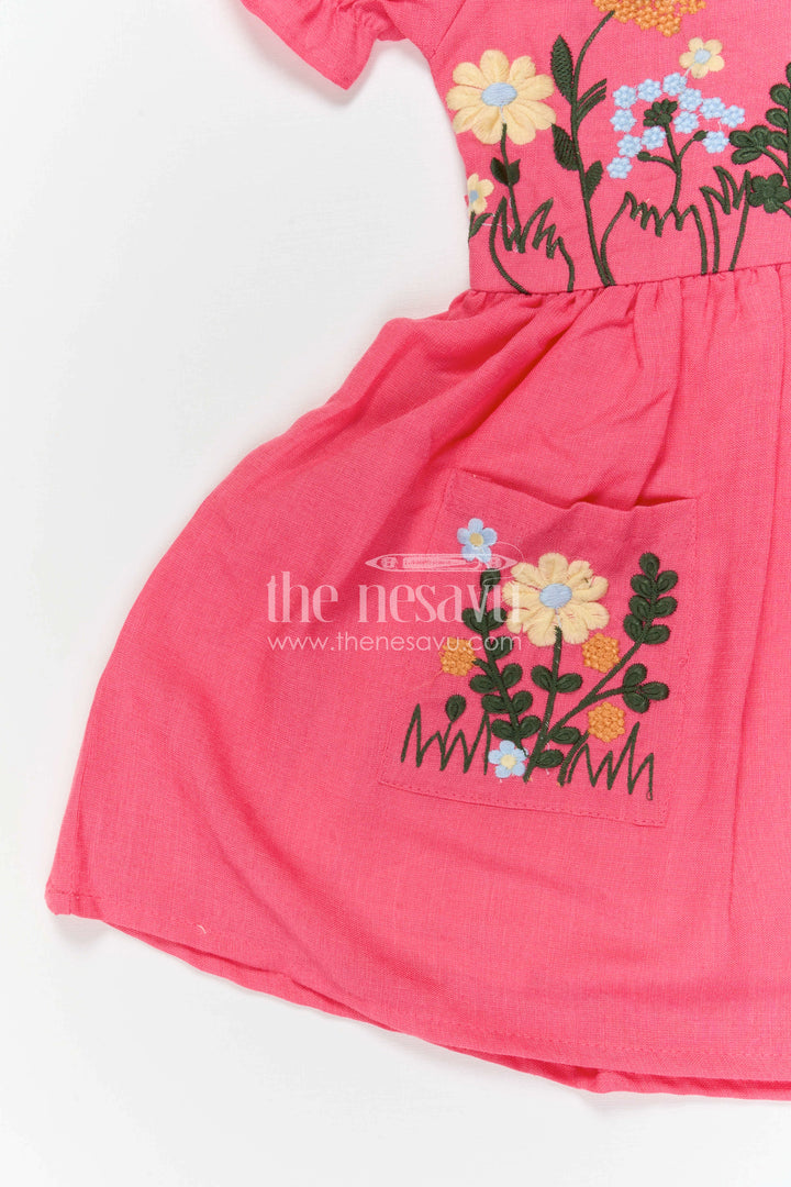The Nesavu Girls Cotton Frock Girls Cotton Frock for Birthday Celebrations and Playful Outings Nesavu Nesavu Girls Cotton Embroidered Frock For Birthday Parties And Playful Summer Outings