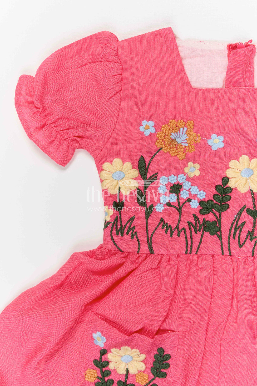 The Nesavu Girls Cotton Frock Girls Cotton Frock for Birthday Celebrations and Playful Outings Nesavu Nesavu Girls Cotton Embroidered Frock For Birthday Parties And Playful Summer Outings