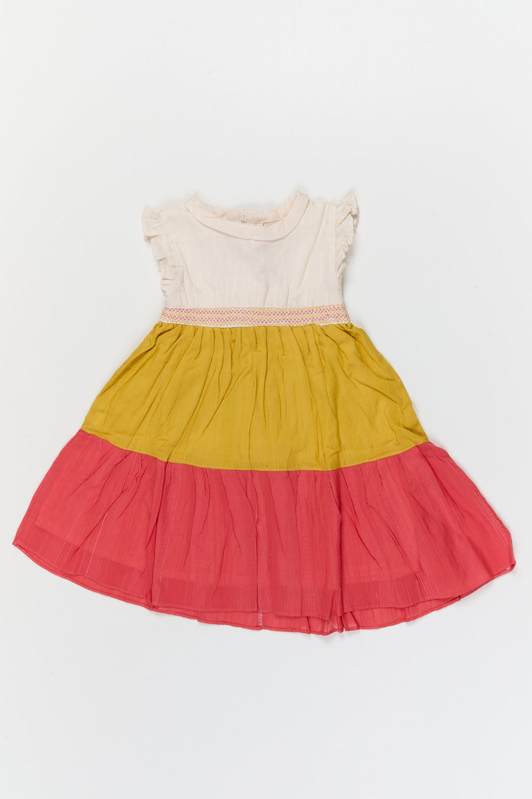 The Nesavu Girls Cotton Frock Girls Cotton Frock for Birthday Parties and Colorful Celebrations Nesavu Nesavu girls cotton sleeveless frock with multicolor tiered flare for birthdays and casual celebrations