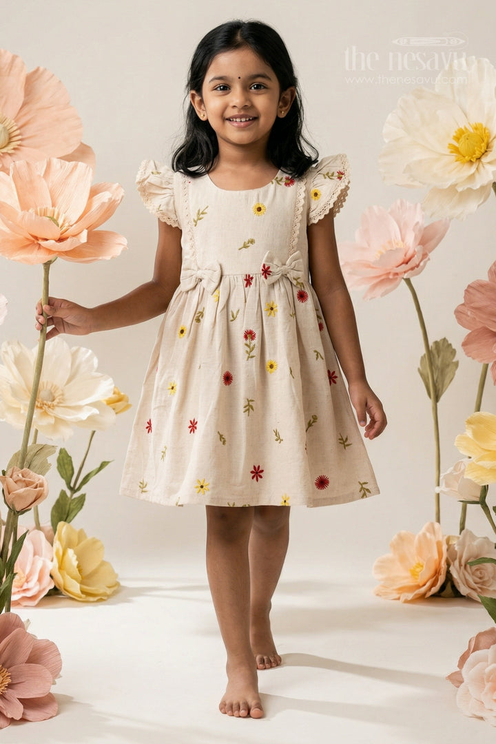 The Nesavu Girls Cotton Frock Girls Cotton Frock for Birthday Parties and Festive Gatherings Nesavu 20 (3Y) / Multicolor / Cotton GFC2136A-20 Nesavu girls cotton embroidered frock for birthday parties festive occasions and family celebrations