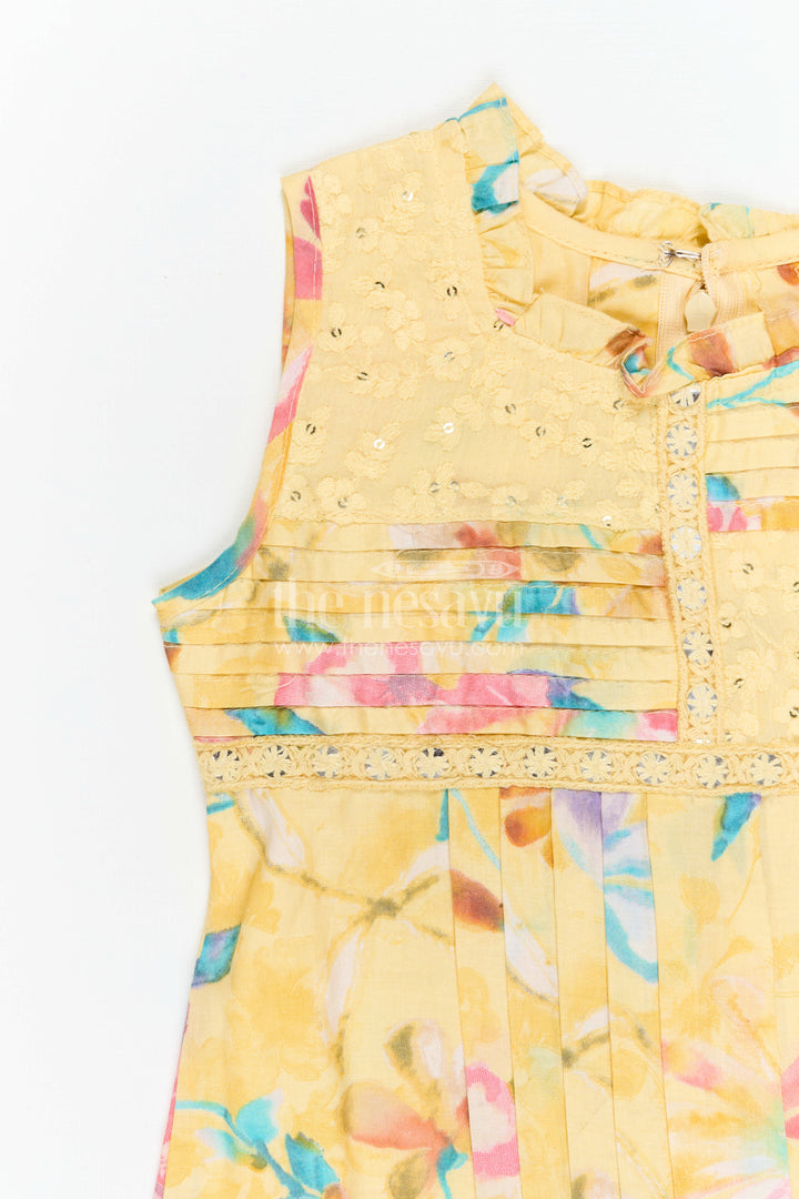 The Nesavu Girls Cotton Frock Girls Cotton Frock for Daily Wear and Travel Nesavu Nesavu Girls Cotton Frock With Digital Print For Daily Wear Sleeveless Casual Outfit For Kids