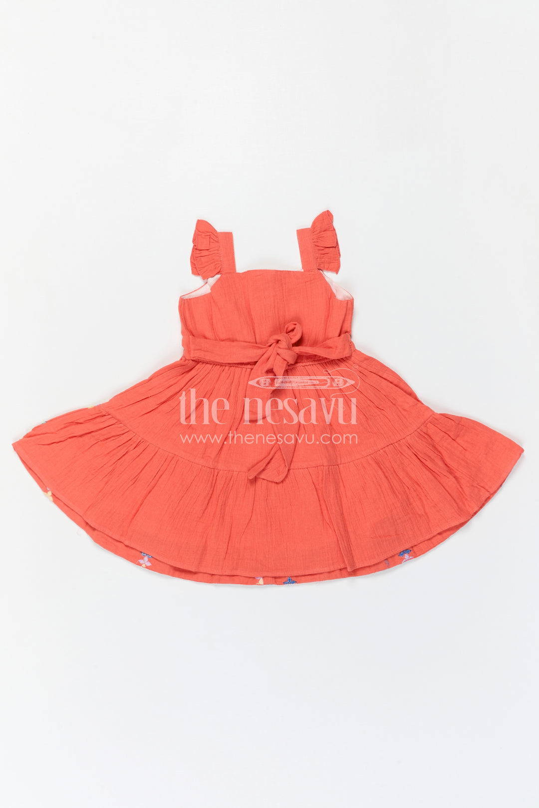 The Nesavu Girls Cotton Frock Girls Cotton Frock for Festival Celebrations and Family Functions Nesavu Nesavu Girls Cotton Frock For Festive Outings With Muslin Fabric And Thread Embroidery For Stylish Comfort