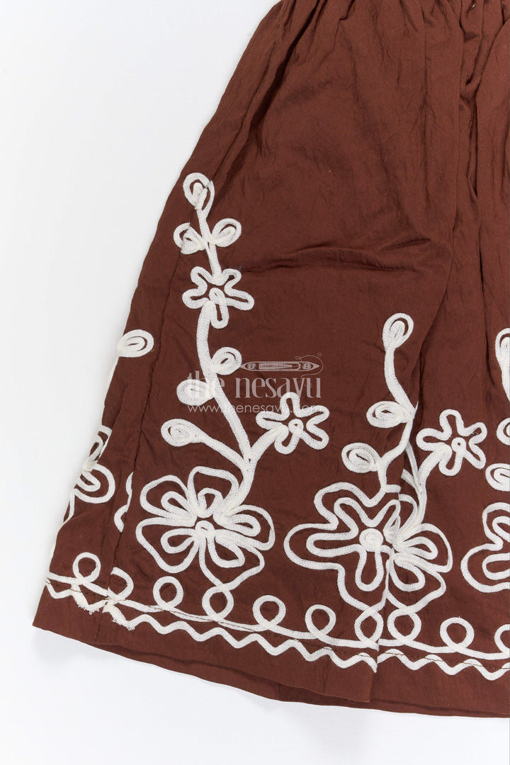 The Nesavu Girls Cotton Frock Girls Cotton Frock for Festive Occasions and Family Functions Nesavu Nesavu girls cotton frock with thread embroidery for festive occasions family celebrations and gatherings