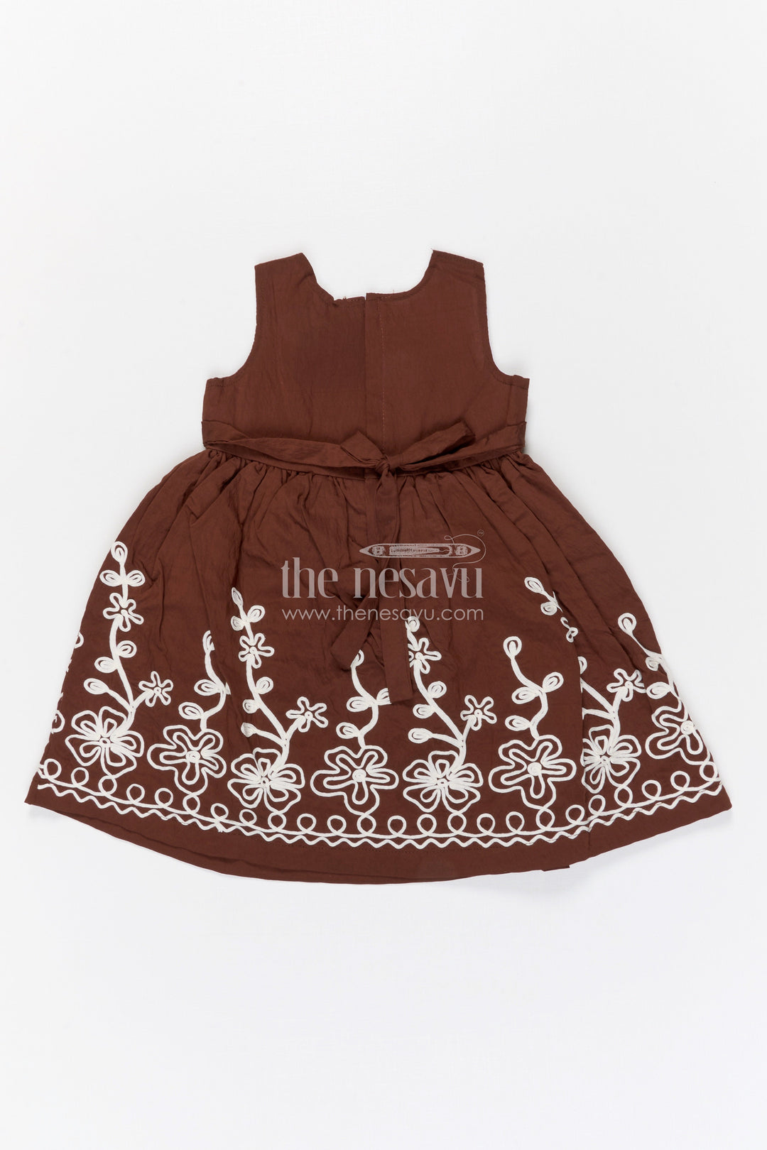 The Nesavu Girls Cotton Frock Girls Cotton Frock for Festive Occasions and Family Functions Nesavu Nesavu girls cotton frock with thread embroidery for festive occasions family celebrations and gatherings