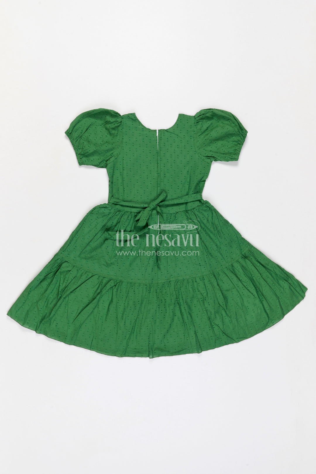 The Nesavu Girls Cotton Frock Girls Cotton Frock for Festive Outings and Family Celebrations Nesavu Nesavu girls cotton dobby frock with embroidered neckline for festive events and family celebrations