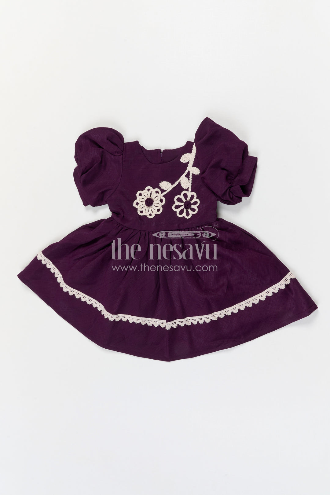 The Nesavu Girls Cotton Frock Girls Cotton Frock for Festive Outings and Family Functions Nesavu Nesavu girls cotton frock for festive outings and family celebrations with floral thread embroidery
