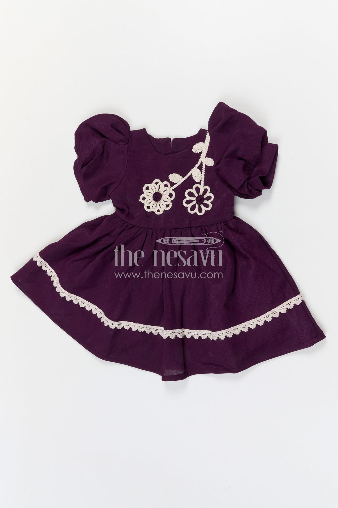 The Nesavu Girls Cotton Frock Girls Cotton Frock for Festive Outings and Family Functions Nesavu Nesavu girls cotton frock for festive outings and family celebrations with floral thread embroidery