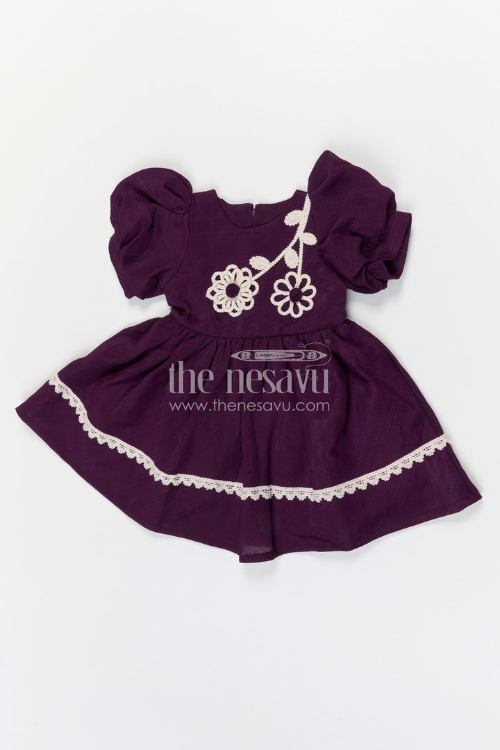 The Nesavu Girls Cotton Frock Girls Cotton Frock for Festive Outings and Family Functions Nesavu Nesavu girls cotton frock for festive outings and family celebrations with floral thread embroidery
