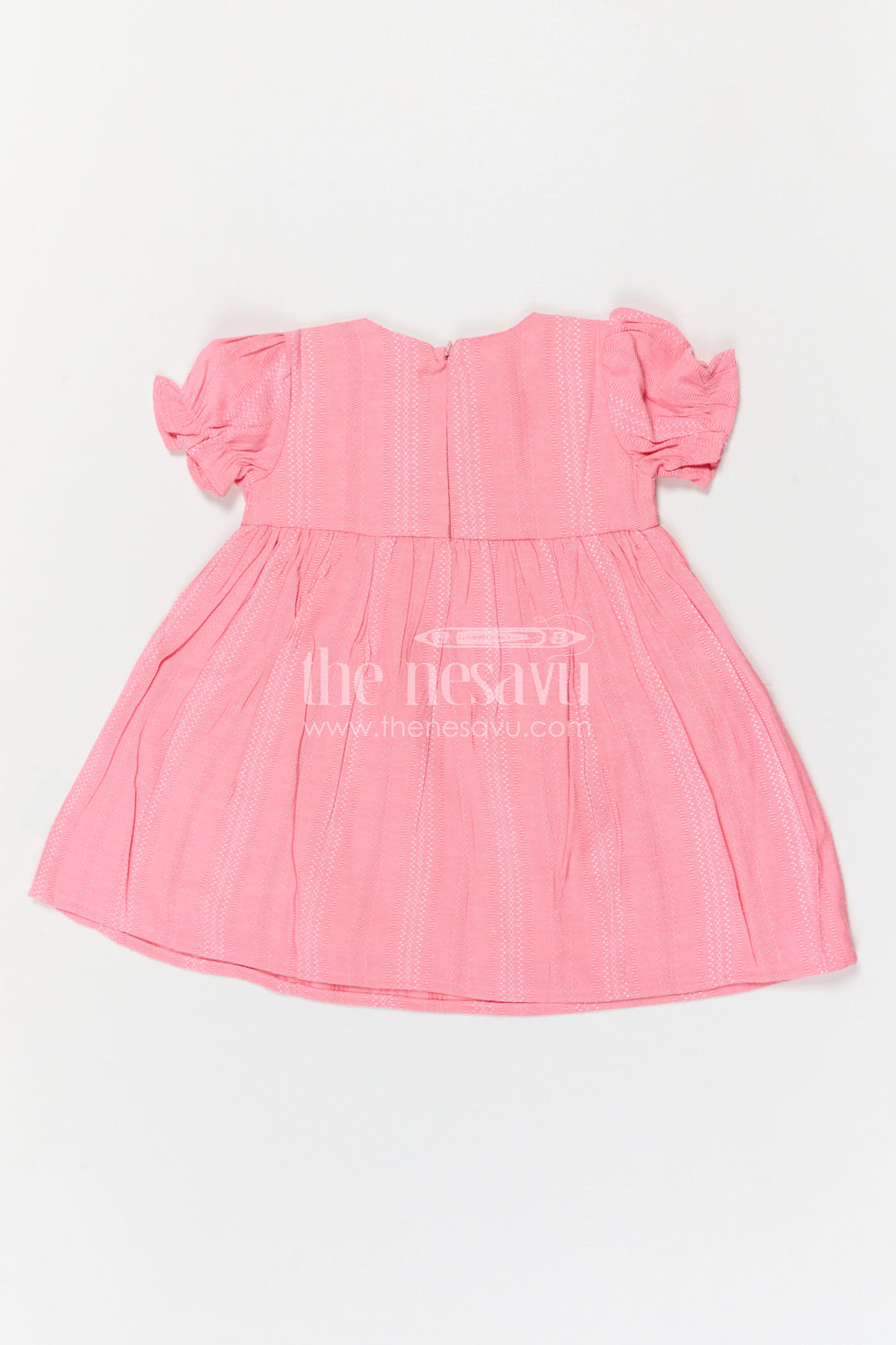The Nesavu Girls Cotton Frock Girls Cotton Frock for Playful Days and Cheerful Outings Nesavu Nesavu Girls Cotton Embroidered Frock With Playful Character Patch For Casual Outings