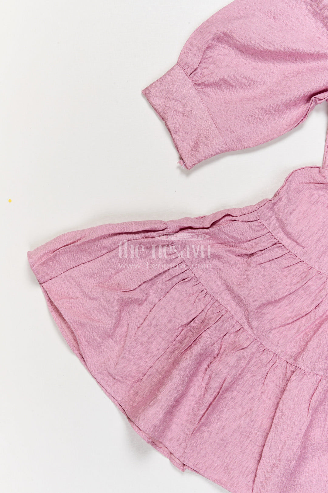 The Nesavu Girls Cotton Frock Girls Cotton Frock for Pujas and Ethnic School Days Nesavu Nesavu girls cotton blend frock with embroidered yoke for school functions and ethnic celebrations