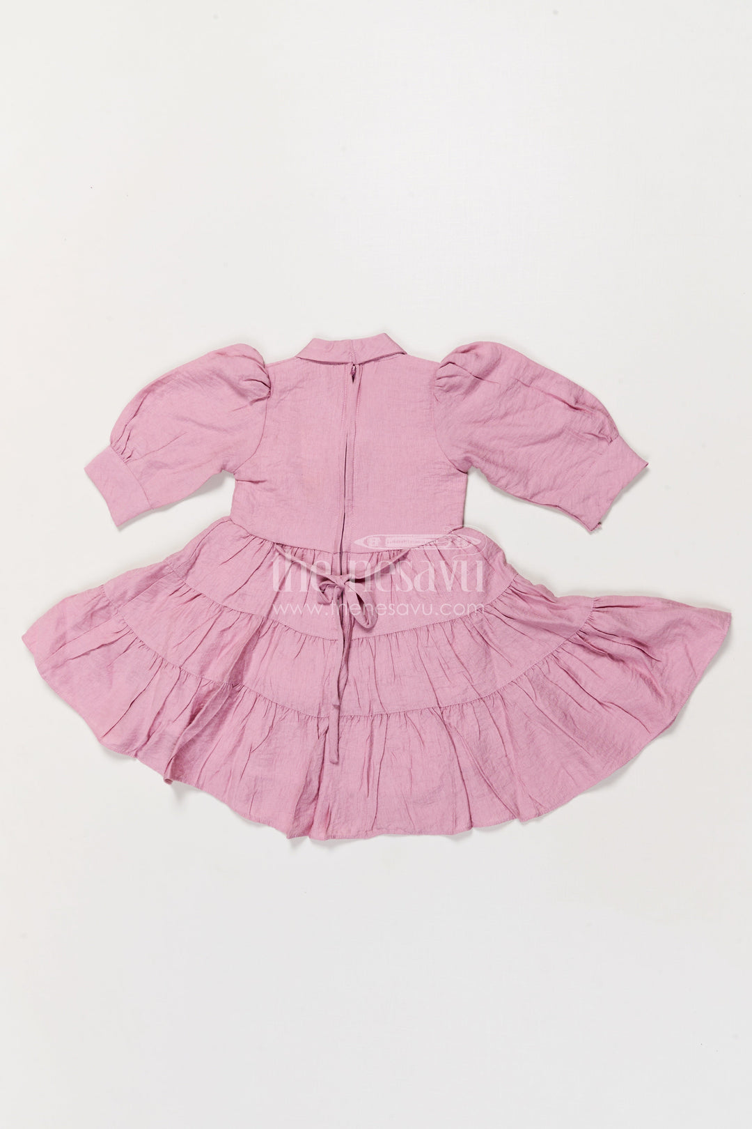 The Nesavu Girls Cotton Frock Girls Cotton Frock for Pujas and Ethnic School Days Nesavu Nesavu girls cotton blend frock with embroidered yoke for school functions and ethnic celebrations