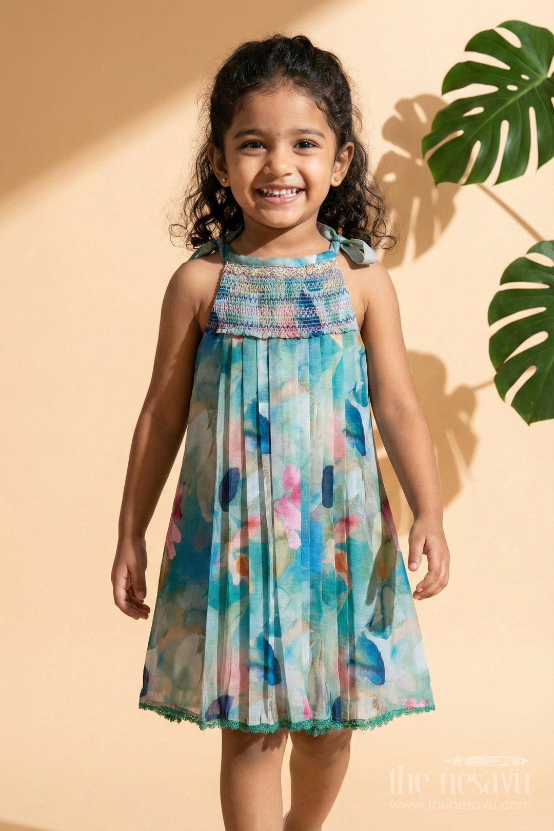 The Nesavu Girls Cotton Frock Girls Cotton Frock for School Events and Everyday Dressing Nesavu Nesavu girls cotton frock with digital print for school events and casual occasions
