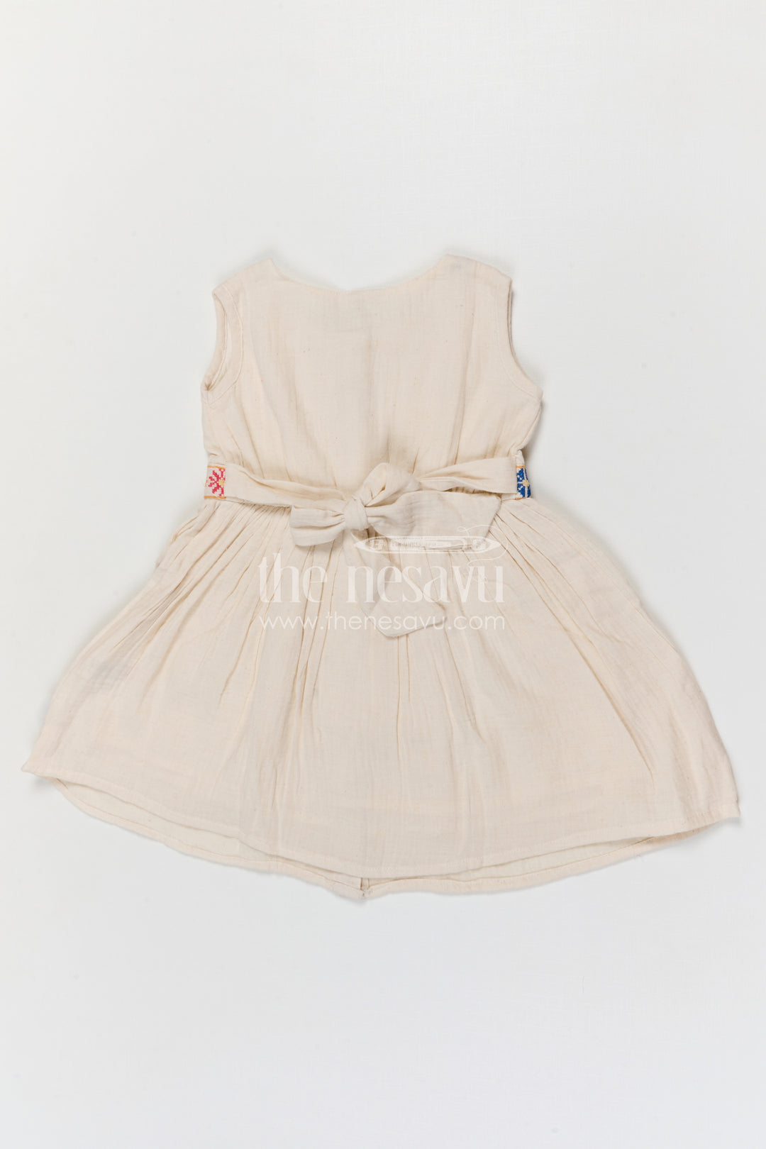 The Nesavu Girls Cotton Frock Girls Cotton Frock for Summer Outings and Everyday Comfort Nesavu Nesavu Girls Muslin Cotton Embroidered Frock For Summer Outings And Casual Wear