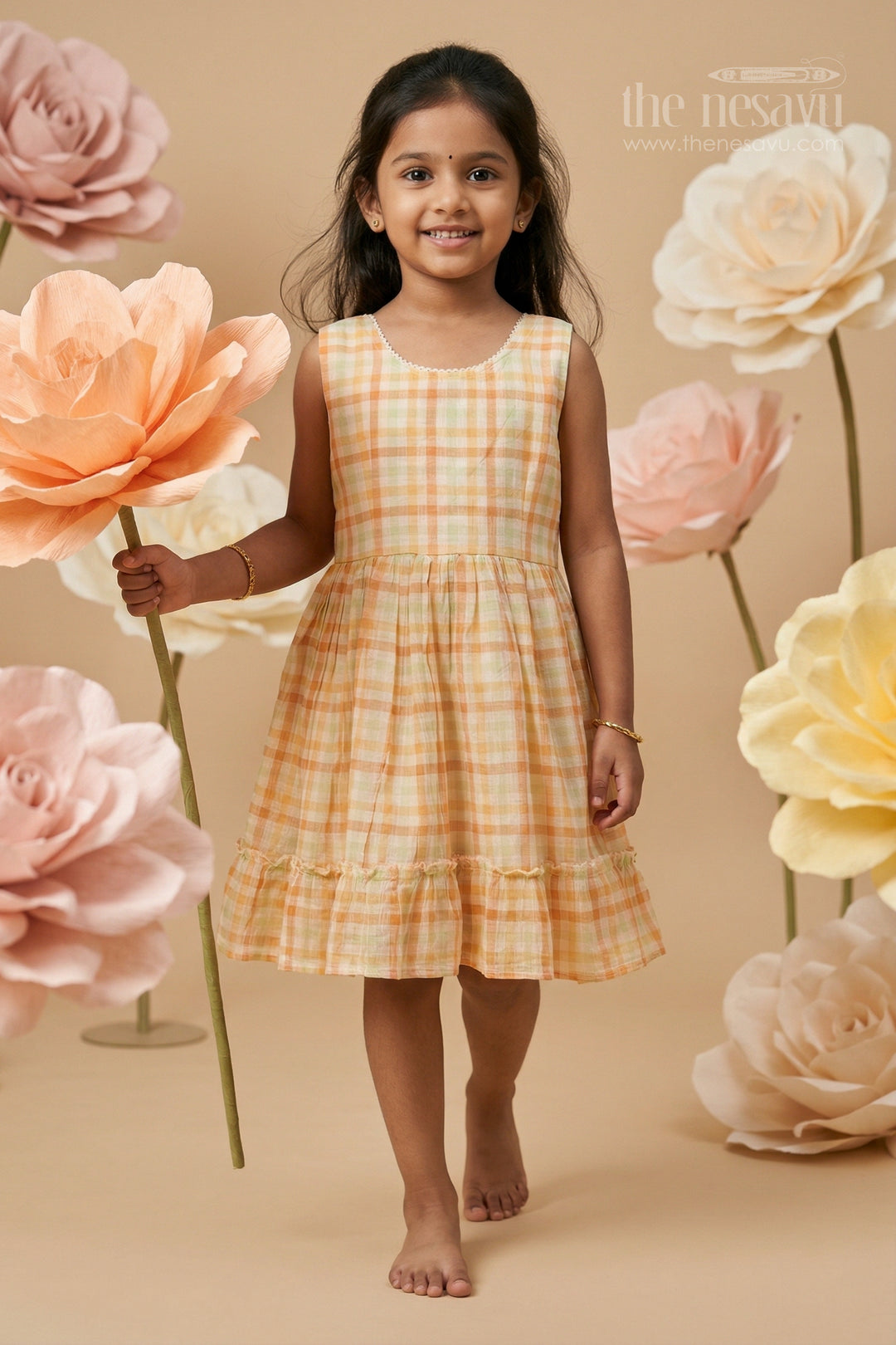 The Nesavu Girls Cotton Frock Girls Cotton Frock for Summer Outings and Holidays Nesavu 18 (2Y) / Pink / Cotton GFC2120A-18 Nesavu Girls Cotton Frock For Summer Outings Holidays And Everyday Casual Wear