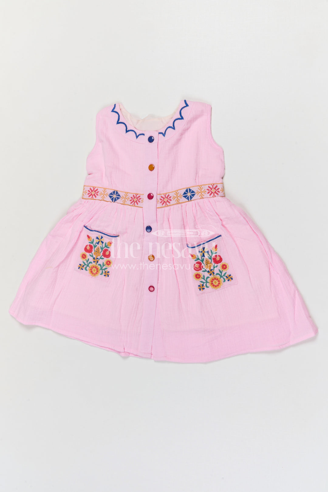 The Nesavu Girls Cotton Frock Girls Cotton Frock for Summer Outings and Playful Everyday Wear Nesavu Nesavu Girls Muslin Cotton Embroidered Frock For Summer Outings Playdates And Casual Wear